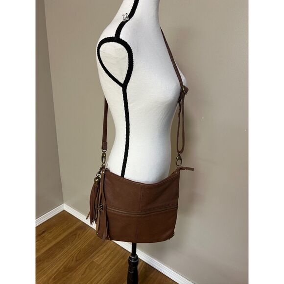 Lucky Brand Del Rey Brown Leather Fold Over Flap Crossbody Bag - Picture 1 of 11